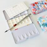 Bower Bird Travel Watercolor Palette,Portable Ceramic Palette 16 Well,Empty Paint Palette,Small Travel Metal Paint Boxwith Porcelain Palette (18Well Set)