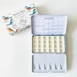 Bower Bird Travel Watercolor Palette,Portable Ceramic Palette,Empty Paint Palette,Small Travel Metal Paint Boxwith Porcelain Palette (24Well)