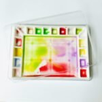 Bower Bird Ceramic Watercolor Palette 18well Rectangle Artist Professional Paint Palette for Acrylic,Gouache Painting Ceramic Mixing Tray (Porcelain) (7.8x5.7in(with Box))