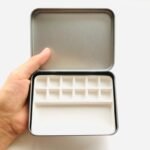 Bower Bird Travel Ceramic Watercolor Palette with 12-Well Porcelain Mixing Tray & Metal Tin Box - Portable Art Kit for Gouache, Studio & Outdoor Painting