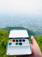 Bower Bird Travel Ceramic Watercolor Palette with 12-Well Porcelain Mixing Tray & Metal Tin Box - Portable Art Kit for Gouache, Studio & Outdoor Painting - Image 7