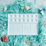 Bower Bird 14Well Ceramic Paint Palette,Porcelain Watercolor Palette,Rectangle Artist Professional Porcelain Palettes for Painting,for Acrylic,Gouache,Watercolor,Painting,Ceramic Mixing Tray