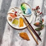 Bower Bird Ceramic Paint Palette Round Conch，Artist Professional Porcelain Watercolor Palette，Acrylic Gouache Watercolor Mixing Tray-6.7Inch - Image 7