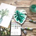 Bower Bird Porcelain Watercolor Palette 6.7in Monstera Leaf Artist Professional Ceramic Palette (Porcelain) - Image 6